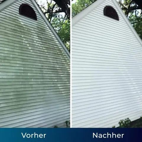 Außenwand vor und nach der Reinigung